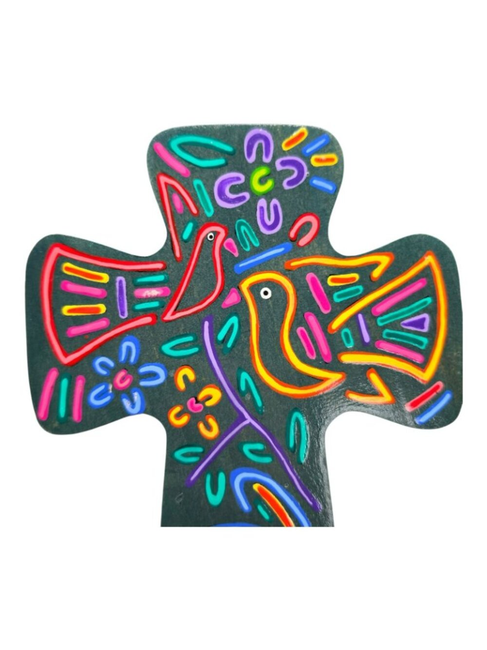 Ten Thousand Villages Colors Of Peace Cross El Salvador Handcrafted Wooden Wall - Picture 2 of 7